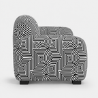 Royale Urban Maze 3 Seater Premium Polyester Upholstered Sofa in White & Black