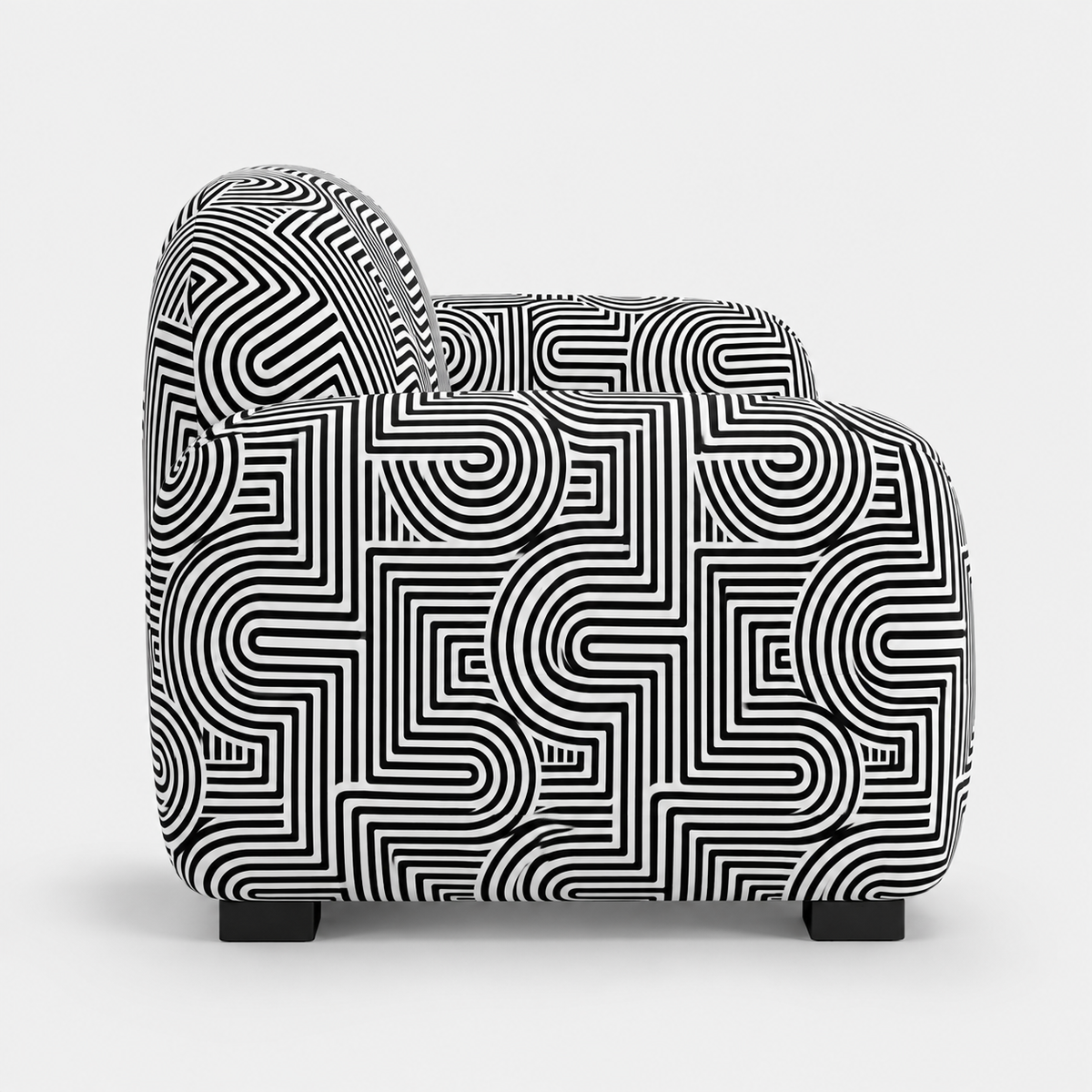 Royale Urban Maze 3 Seater Premium Polyester Upholstered Sofa in White & Black