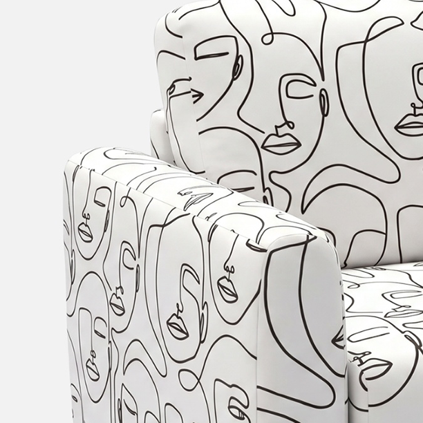Orion Modern Muse 1 Seater Premium Polyester Upholstered Sofa in White & Black