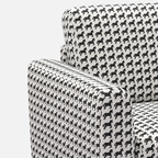 Orion Classic Houndstooth 1 Seater Premium Polyester Upholstered Sofa in White & Black
