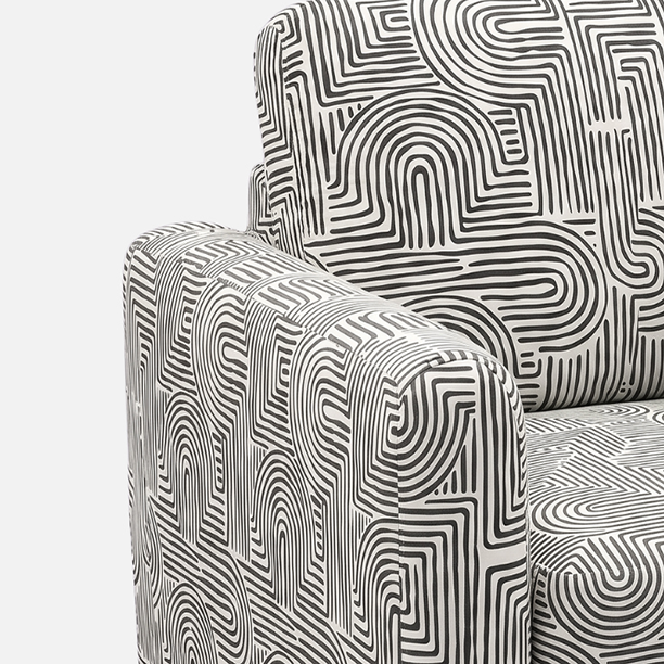 Orion Urban Maze 1 Seater Premium Polyester Upholstered Sofa in White & Black