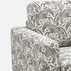 Orion Safari Sketch 1 Seater Premium Polyester Upholstered Sofa in White & Black