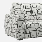 Orion Abstract Linear 3 Seater Premium Polyester Upholstered Sofa in White & Black