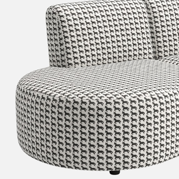 Nova Classic Houndstooth 3 Seater Premium Polyester Fabric Armless Sofa in White & Black