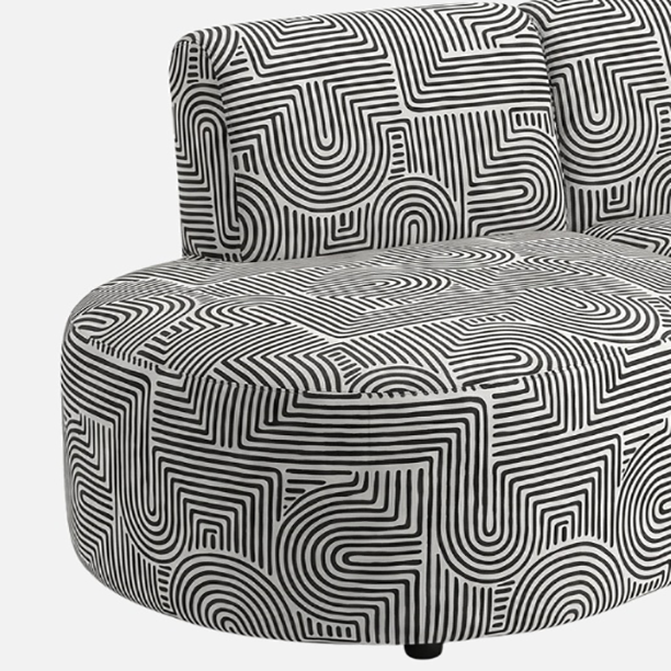 Nova Urban Maze 3 Seater Premium Polyester Fabric Armless Sofa in White & Black