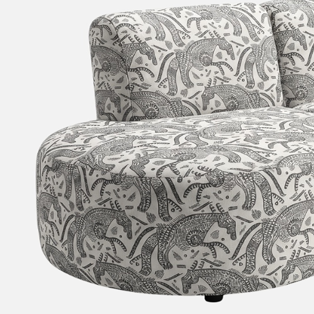 Nova Safari Sketch 3 Seater Premium Polyester Fabric Armless Sofa in White & Black