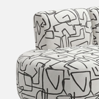 Nova Abstract Linear 3 Seater Premium Polyester Fabric Armless Sofa in White & Black