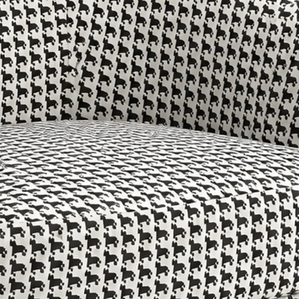 Arlo Classic Houndstooth Premium Polyester Fabric Accent Chair in White & Black