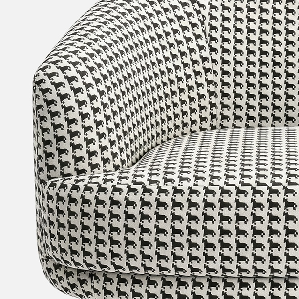 Arlo Classic Houndstooth Premium Polyester Fabric Accent Chair in White & Black