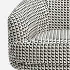 Arlo Classic Houndstooth Premium Polyester Fabric Accent Chair in White & Black
