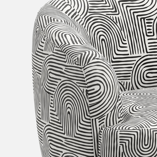Arlo Urban Maze Premium Polyester Fabric Accent Chair in White & Black