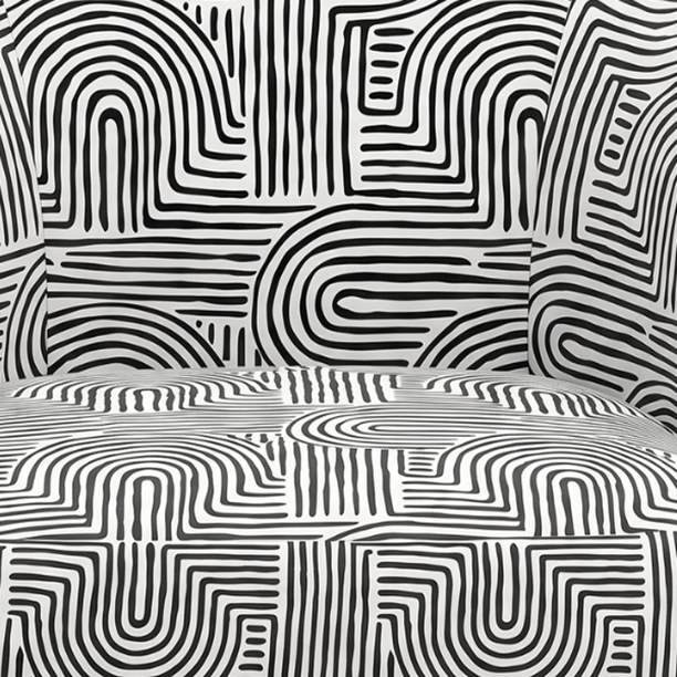 Arlo Urban Maze Premium Polyester Fabric Accent Chair in White & Black