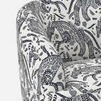 Arlo Safari Sketch Premium Polyester Fabric Accent Chair in White & Black