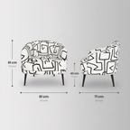 Arlo Abstract Linear Premium Polyester Accent Chair White & Black