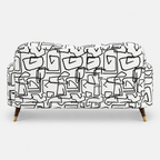 Serenee Abstract Linear 2 Seater Premium Polyester Upholstered Sofa in White & Black