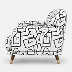 Serenee Abstract Linear 3 Seater Premium Polyester Upholstered Sofa in White & Black