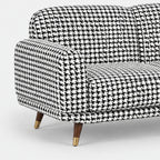 Serenee Classic Houndstooth 2 Seater Premium Polyester Upholstered Sofa in White & Black