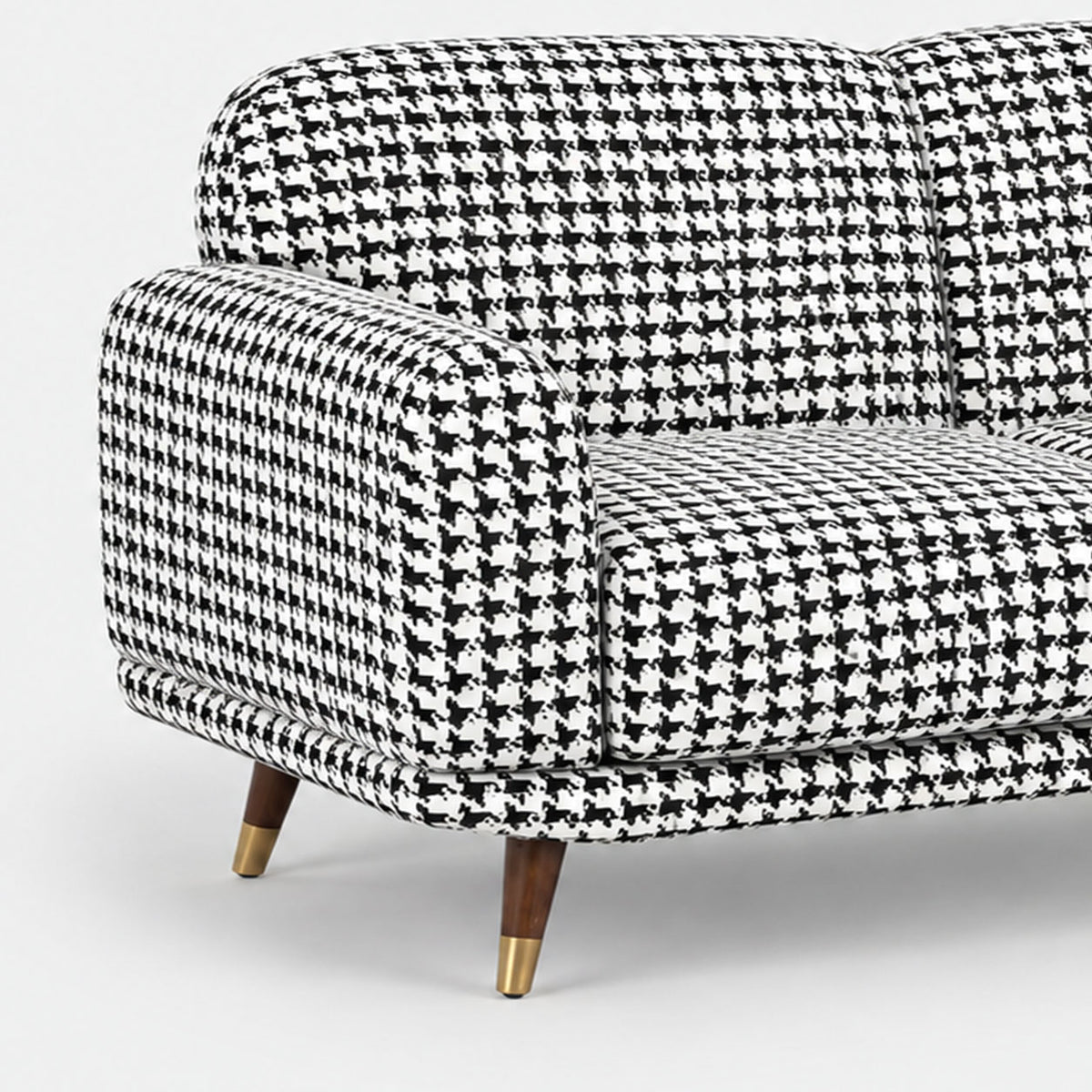 Serenee Classic Houndstooth 2 Seater Premium Polyester Upholstered Sofa in White & Black
