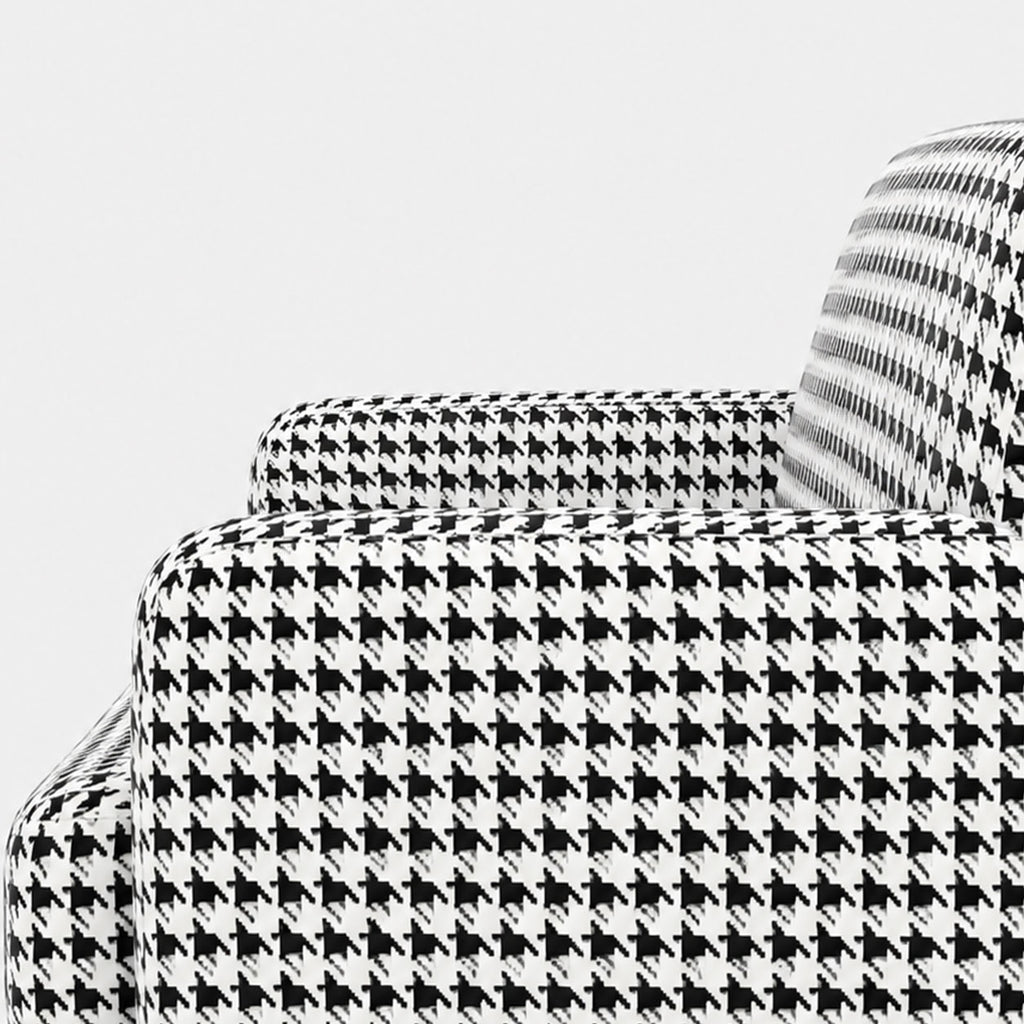 Serenee Classic Houndstooth 2 Seater Premium Polyester Upholstered Sofa in White & Black