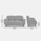 Serenee Classic Houndstooth 2 Seater Premium Polyester Upholstered Sofa in White & Black