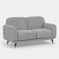 Serenee Classic Houndstooth 2 Seater Premium Polyester Upholstered Sofa in White & Black
