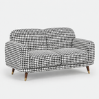 Serenee Classic Houndstooth 2 Seater Premium Polyester Upholstered Sofa in White & Black