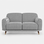 Serenee Classic Houndstooth 2 Seater Premium Polyester Upholstered Sofa in White & Black