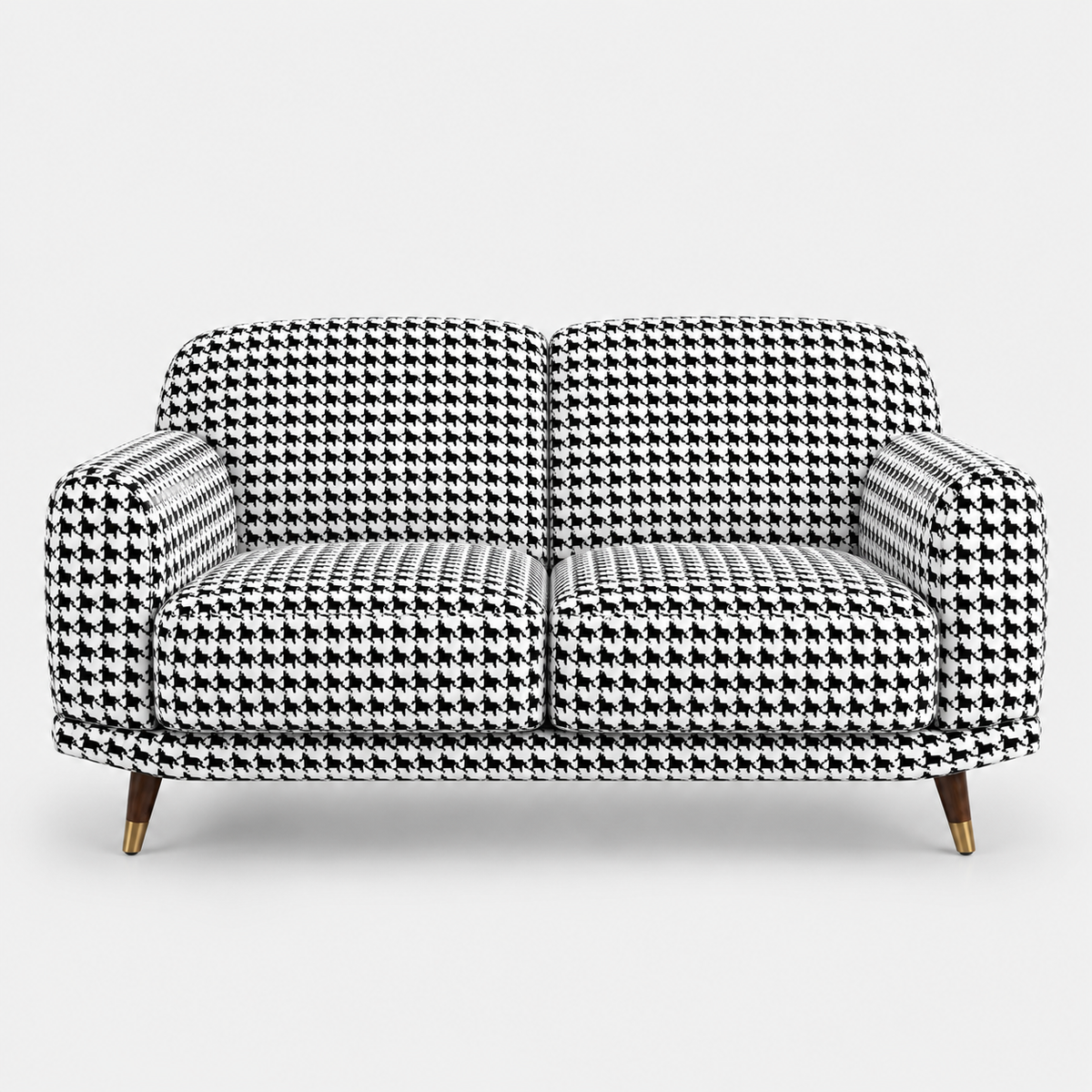 Serenee Classic Houndstooth 2 Seater Premium Polyester Upholstered Sofa in White & Black