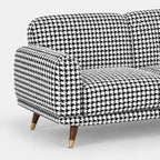 Serenee Classic Houndstooth 3 Seater Premium Polyester Upholstered Sofa in White & Black