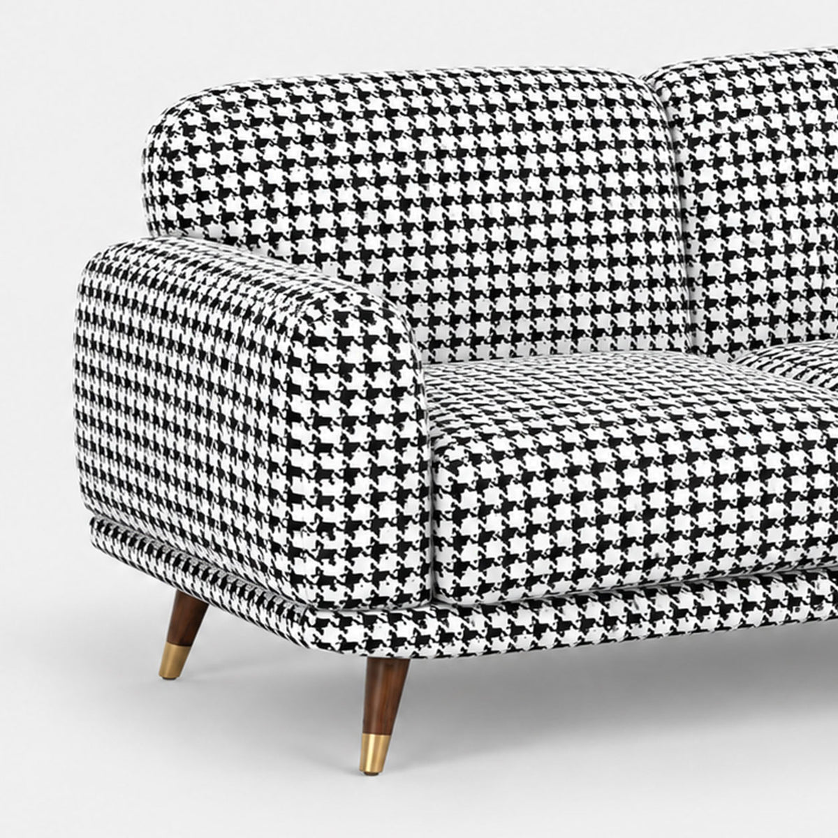 Serenee Classic Houndstooth 3 Seater Premium Polyester Upholstered Sofa in White & Black