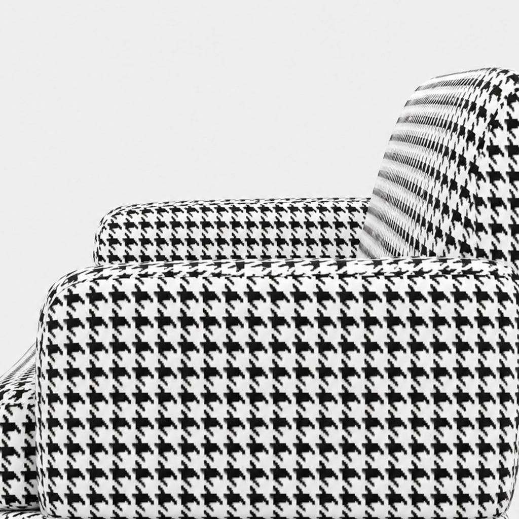 Serenee Classic Houndstooth 3 Seater Premium Polyester Upholstered Sofa in White & Black