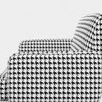 Serenee Classic Houndstooth 3 Seater Premium Polyester Upholstered Sofa in White & Black