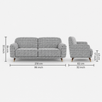 Serenee Classic Houndstooth 3 Seater Premium Polyester Upholstered Sofa in White & Black