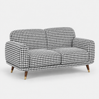 Serenee Classic Houndstooth 3 Seater Premium Polyester Upholstered Sofa in White & Black