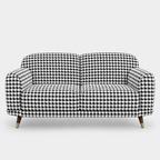 Serenee Classic Houndstooth 3 Seater Premium Polyester Upholstered Sofa in White & Black
