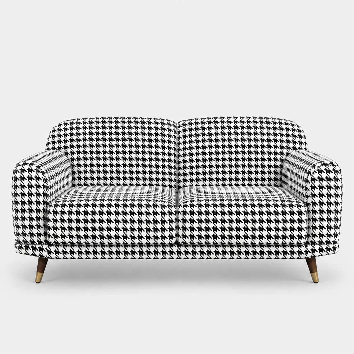 Serenee Classic Houndstooth 3 Seater Premium Polyester Upholstered Sofa in White & Black