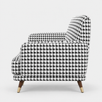Serenee Classic Houndstooth 3 Seater Premium Polyester Upholstered Sofa in White & Black