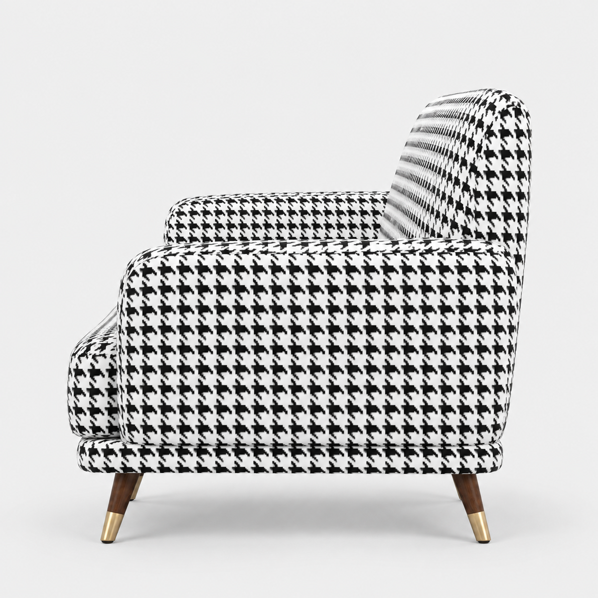 Serenee Classic Houndstooth 3 Seater Premium Polyester Upholstered Sofa in White & Black