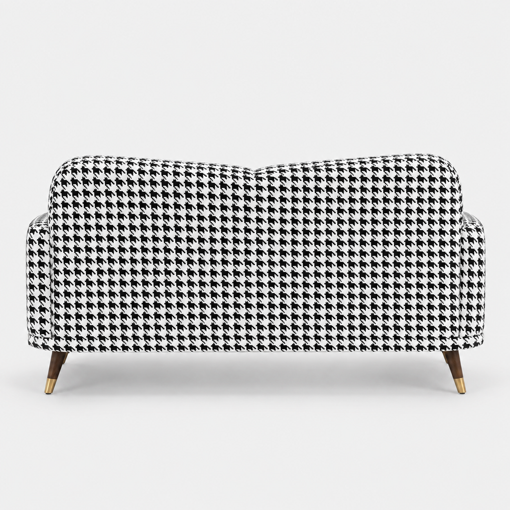 Serenee Classic Houndstooth 3 Seater Premium Polyester Upholstered Sofa in White & Black