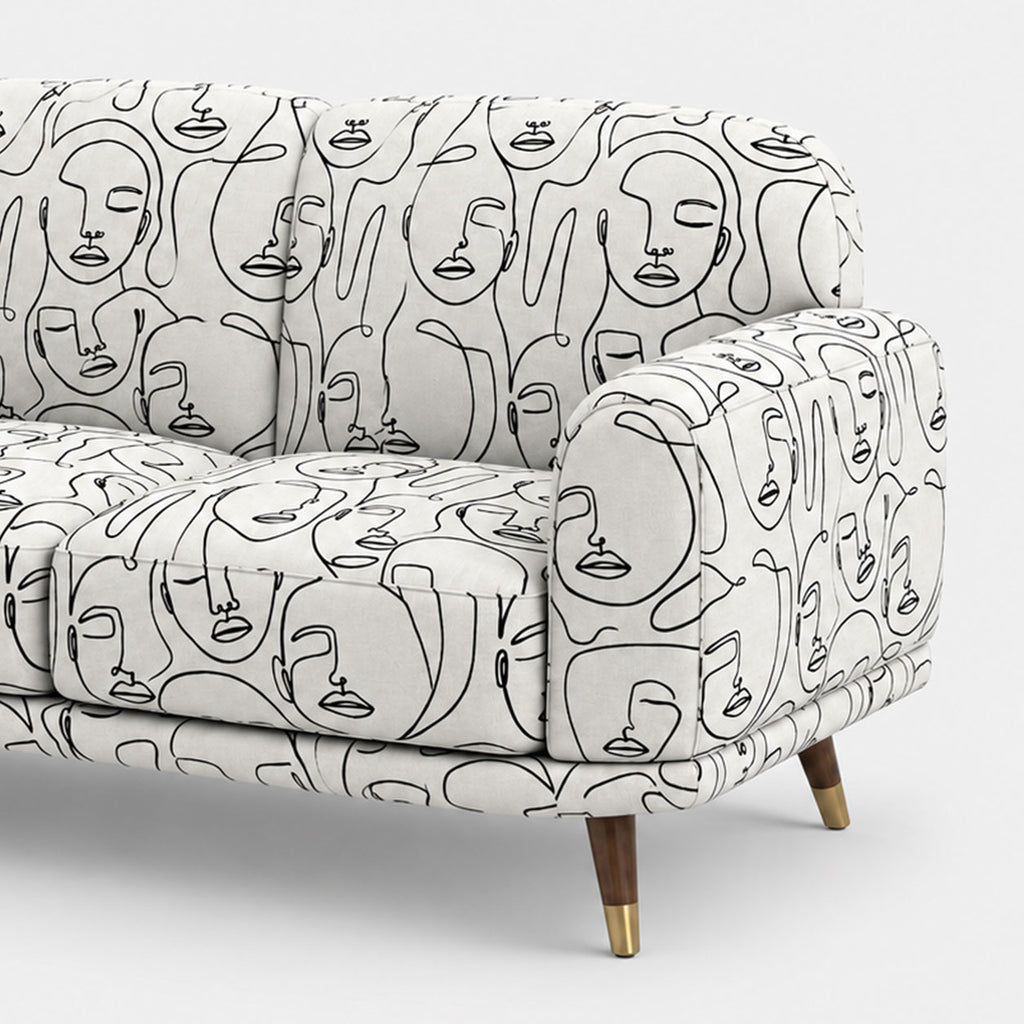 Serenee Modern Muse 2 Seater Premium Polyester Upholstered Sofa in White & Black