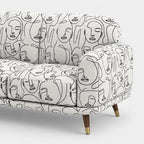 Serenee Modern Muse 2 Seater Premium Polyester Upholstered Sofa in White & Black