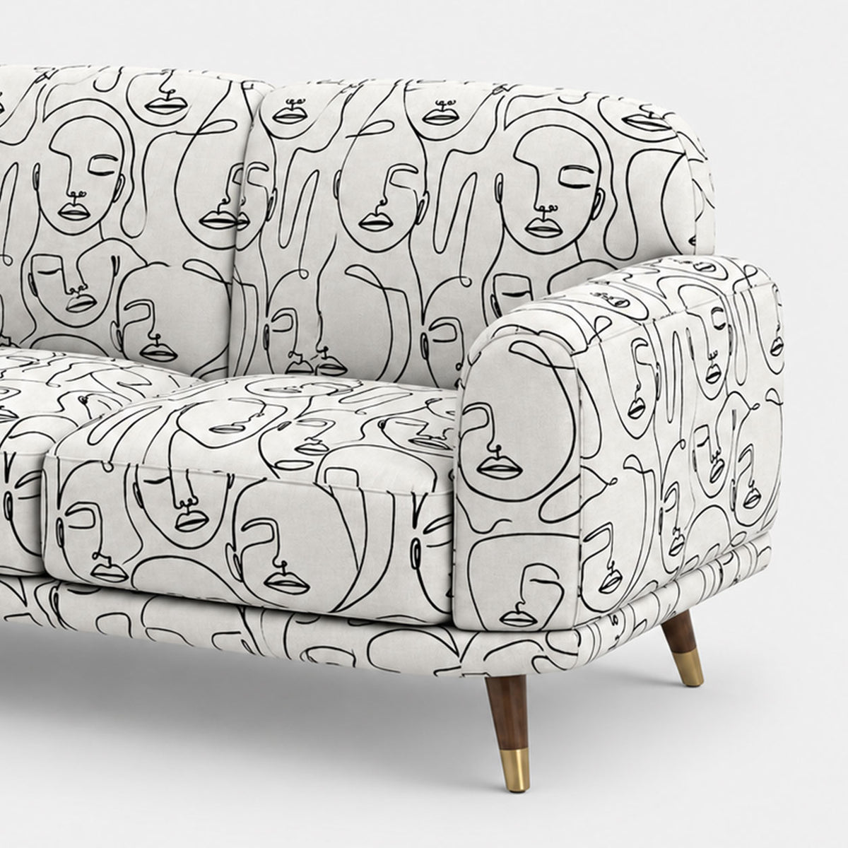 Serenee Modern Muse 2 Seater Premium Polyester Upholstered Sofa in White & Black