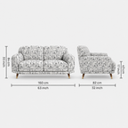 Serenee Modern Muse 2 Seater Premium Polyester Upholstered Sofa in White & Black