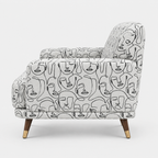 Serenee Modern Muse 2 Seater Premium Polyester Upholstered Sofa in White & Black
