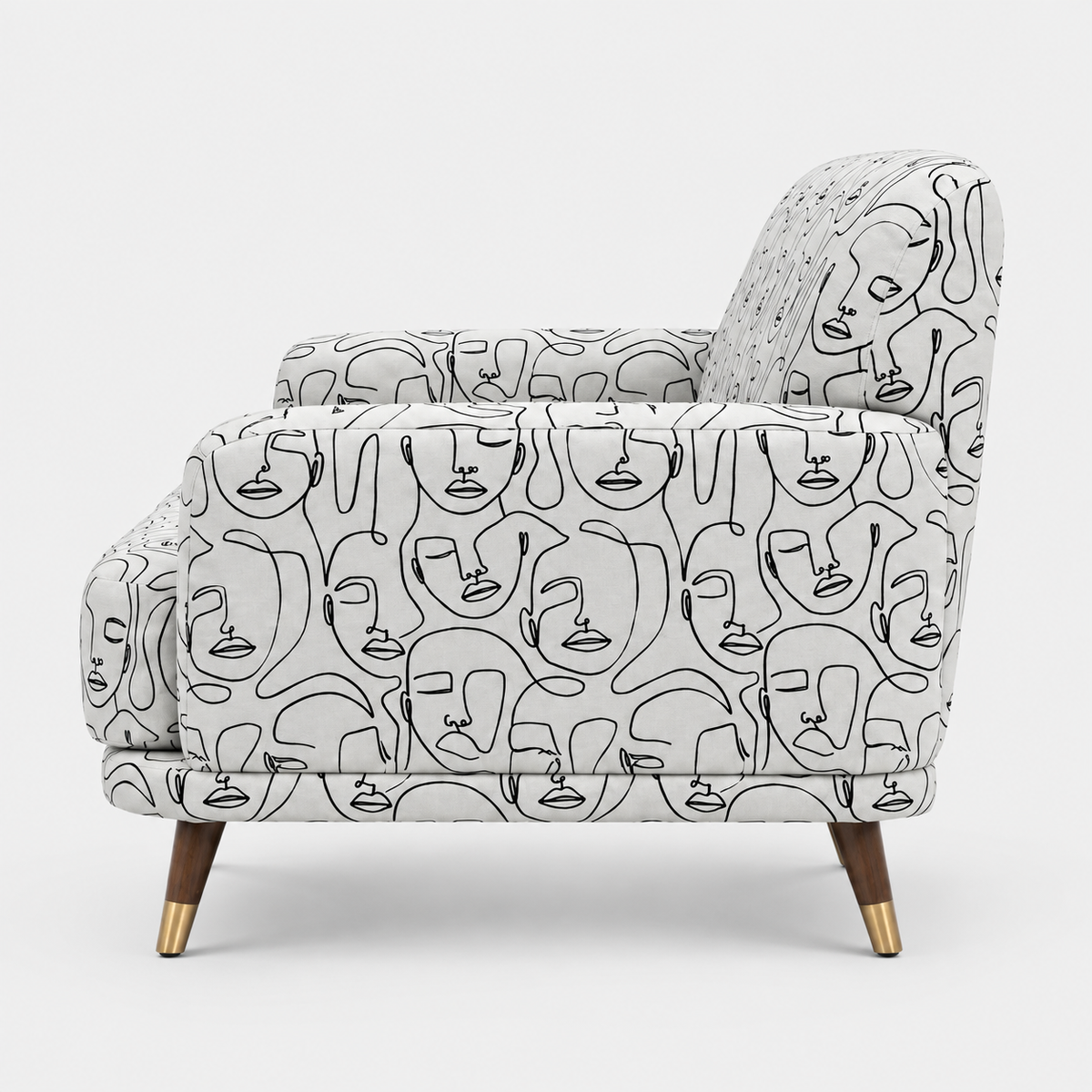 Serenee Modern Muse 2 Seater Premium Polyester Upholstered Sofa in White & Black