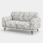 Serenee Modern Muse 2 Seater Premium Polyester Upholstered Sofa in White & Black