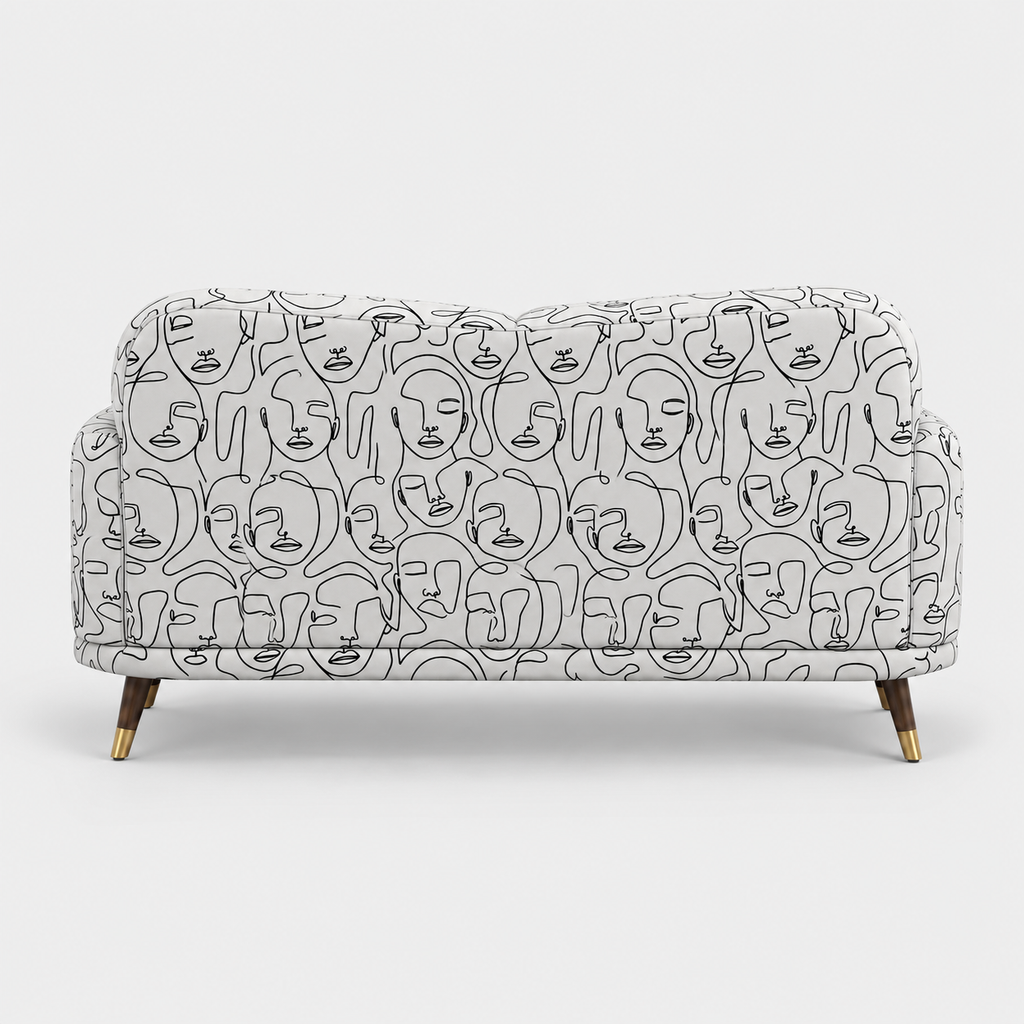 Serenee Modern Muse 2 Seater Premium Polyester Upholstered Sofa in White & Black