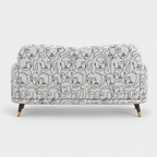 Serenee Modern Muse 2 Seater Premium Polyester Upholstered Sofa in White & Black