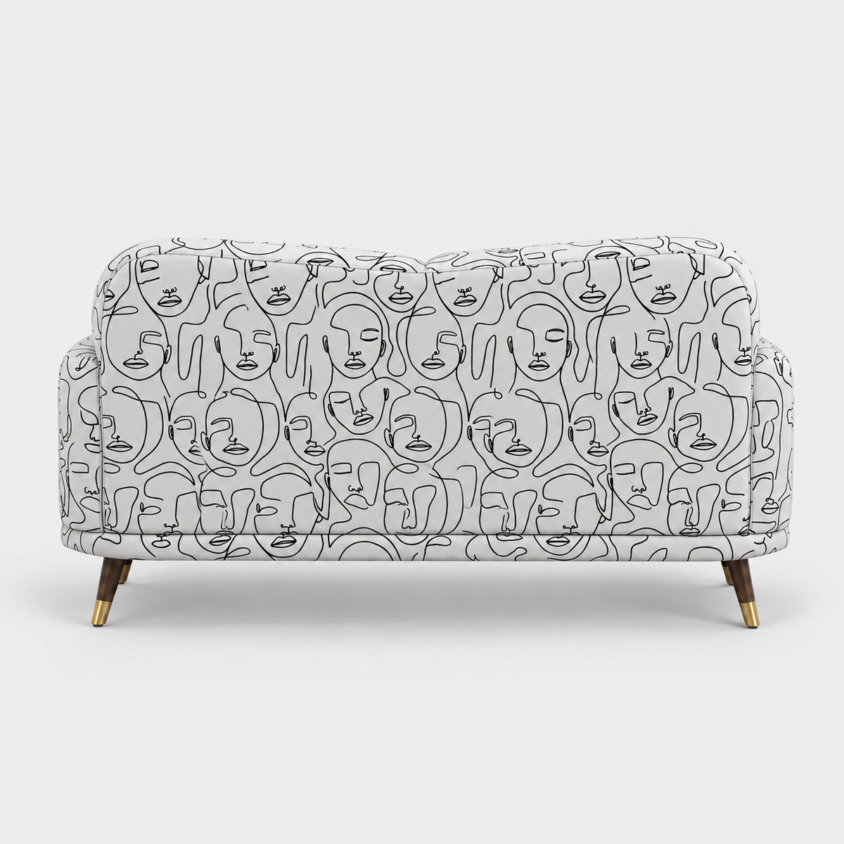 Serenee Modern Muse 2 Seater Premium Polyester Upholstered Sofa in White & Black
