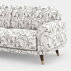 Serenee Modern Muse 3 Seater Premium Polyester Upholstered Sofa in White & Black